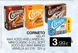 Plusfresc CORNETO Gelat max xoco avellanes 4u, mini classic 6+2u, soft xoco 6u i max mango vainilla oferta