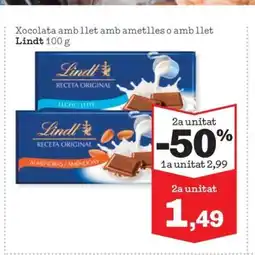 Sorli LINDT Xocolata amb llet amb ametlles o amb llet oferta