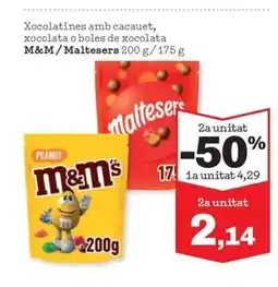 Sorli M&M/ MALTESERS Xocolatines amb cacauet, xocolata o boles de xocolata oferta