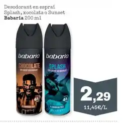 Sorli BABARIA Desodorant en esprai Splash, xocolata o Sunset oferta