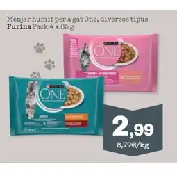 Sorli PURINA Menjar humit per a gat One, diversos tipus oferta