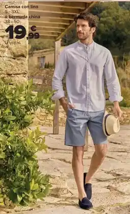 Carrefour Camisa con lino s - 3xl o bermuda china 38 - 50 oferta