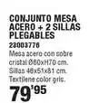 Optimus Conjunto mesa acero + 2 sillas plegables oferta