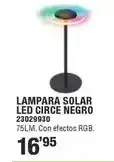 Optimus Lampara solar led circe negro oferta