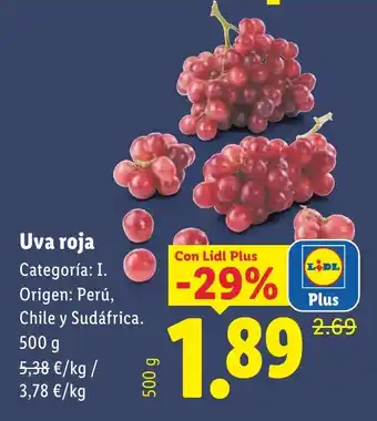 Lidl Uva roja oferta