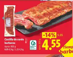 Lidl Costilla de cerdo barbacoa oferta