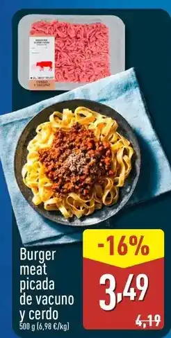 ALDI Burger meat picada de vacuno y cerdo oferta