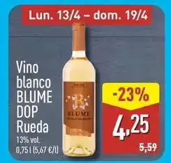 ALDI Blume - vino blanco dop rueda oferta