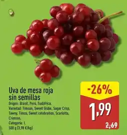 ALDI Uva de mesa roja sin semillas oferta