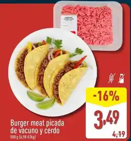 ALDI Burger meat picada de vacuno y cerdo oferta