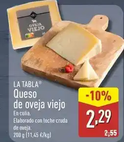 ALDI La tabla - queso de oveja viejo oferta