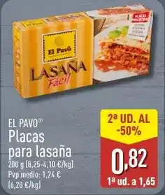 ALDI El pavo - placas para lasana oferta
