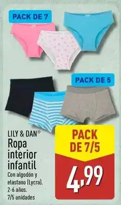 ALDI Lily & dan - ropa interior infantil oferta