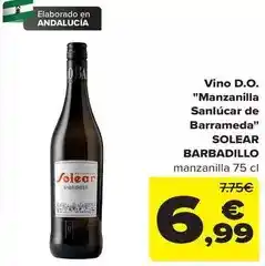 Carrefour Barbadillo - vino d.o. manzanilla sanlucar de barramedà oferta