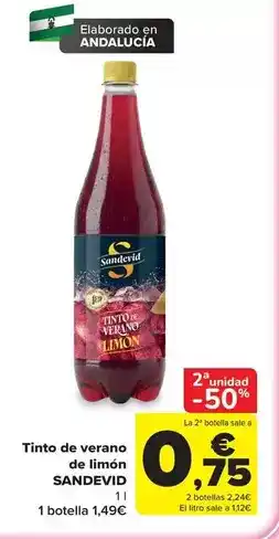 Carrefour Sandevid - tinto de verano de limón oferta