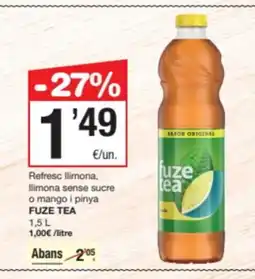 SPAR Fragadis FUZE TEA Refresc llimona, llimona sense sucre o mango i pinya oferta