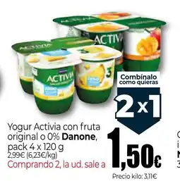 Unide Supermercados DANONE Yogur Activia con fruta original o 0% oferta