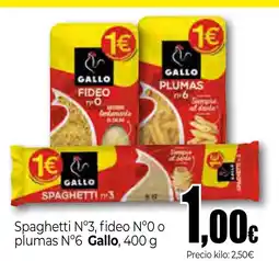 Unide Supermercados GALLO Spaghetti N°3, fideo N°0 o plumas N°6 oferta