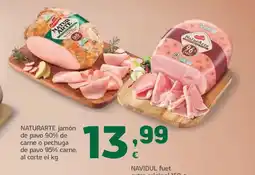 HiperDino NATURARTE jamón de pavo 90% de carne o pechuga de pavo 95% carne, al corte oferta