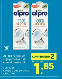 HiperDino ALPRO bebida de soja proteína o de coco sin azúcar oferta