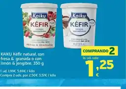 HiperDino KAIKU Kéfir natural, con fresa & granada o con limón & jengibre oferta