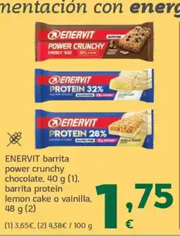 HiperDino ENERVIT barrita power crunchy chocolate, barrita protein lemon cake o vainilla oferta