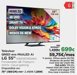 El Corte Inglés LG 55" Televisor QNED evo MiniLED AI oferta