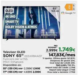 El Corte Inglés SONY Televisor OLED 65" K65XR84AEP oferta