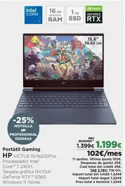El Corte Inglés HP Portàtil Gaming VICTUS 15-fa2007ns oferta