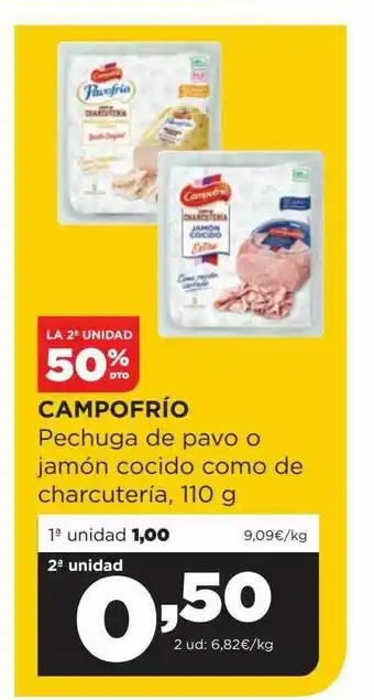 Alimerka La 2a Unidad 50% Dto Campofrío Pechuga De Pavo Ojamón Cocido Como De Charcuteria oferta