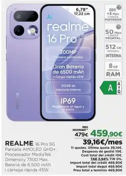 El Corte Inglés REALME 16 Pro 5G oferta