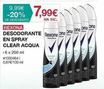 Costco Rexona Desodorante En Spray Clear Acqua oferta