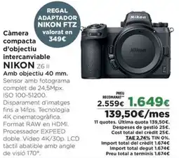 El Corte Inglés NIKON Càmera compacta intercanviable Z6 II oferta
