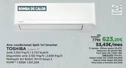 El Corte Inglés TOSHIBA Aire condicionat Split 1x1 Inverter oferta