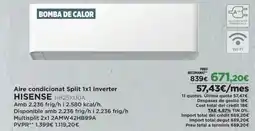 El Corte Inglés HISENSE Aire condicionat Split 1x1 Inverter HB25XU0A oferta
