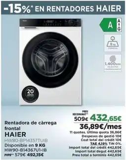 El Corte Inglés HAIER Rentadora de càrrega frontal oferta