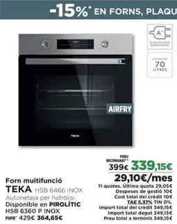 El Corte Inglés TEKA Forn multifunció HSB 6466 INOX oferta