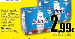 Unide Supermercados Danone - yogur líquido actimel fresa, fresa 0%, coco, multifrutas, natural o natural 0% oferta