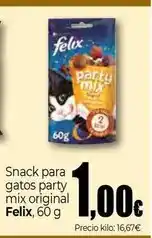 Unide Supermercados Felix - snack para gatos party mix original oferta