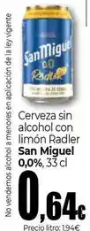 Unide Supermercados San miguel - cerveza sin alcohol con limón radler 0,0% oferta