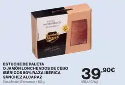 Hipercor Sánchez alcaraz - estuche de paleta o jamon loncheados de cebo ibericos 50% raza iberica oferta