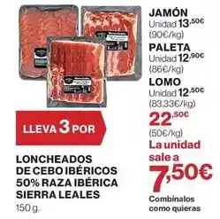 Hipercor Loncheados de cebo ibericos 50% raza iberica oferta