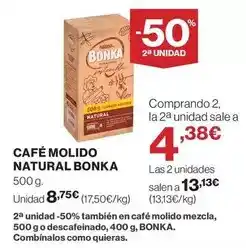 Hipercor Bonka - cafe molido natural oferta