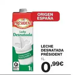 Hipercor Président - leche desnatada oferta