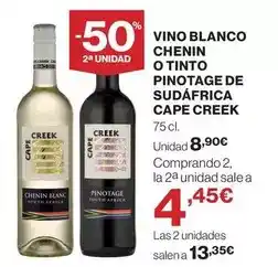 Hipercor Blanco - vino chenin o tinto pinotage de sudafrica oferta