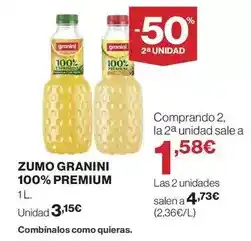 Hipercor Granini - zumo 100% premium oferta