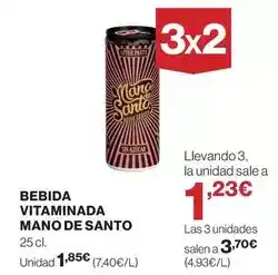 Hipercor Party - bebida vitaminada mano de santo oferta