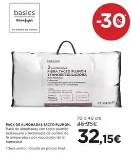 Hipercor Control - pack de almohadas tacto plumón oferta