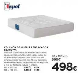 Hipercor Aspol - colchon de muelles ensacados ezaro v4 oferta