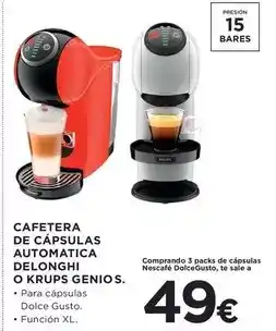 Hipercor Delonghi - cafetera de cápsulas automatica delonghi o krups genio s oferta